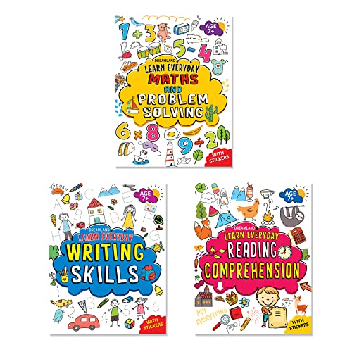 Learn Everyday Books Pack for Kids Age 7+ |Set of 3 Activity Books | Reading Comprehension, Maths, Writing Skills | Fun Educatio