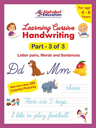 Learning Cursive Handwriting  Part 3 of 3  Letter pairs, Words and Sentences  Workbook for age 4 to 6 years
