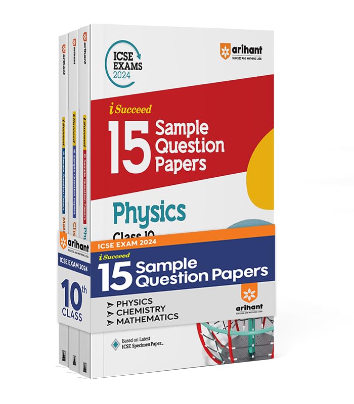 Arihant ICSE Sample Paper Physics, Chemistry, Mathematics Class 10 (Set of 3 Books) For 2024 Exam
