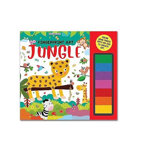 Jungle Fingerprint Art Activity Book for Children Age 4  9 years with Thumbprint Gadget|Colouring Book for Kids