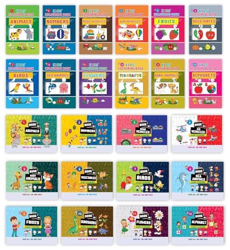 Kids Colouring Books (Set of 24 Books) Gift to children for painting, drawing and colouring with Picture book for 2 to 12 years 