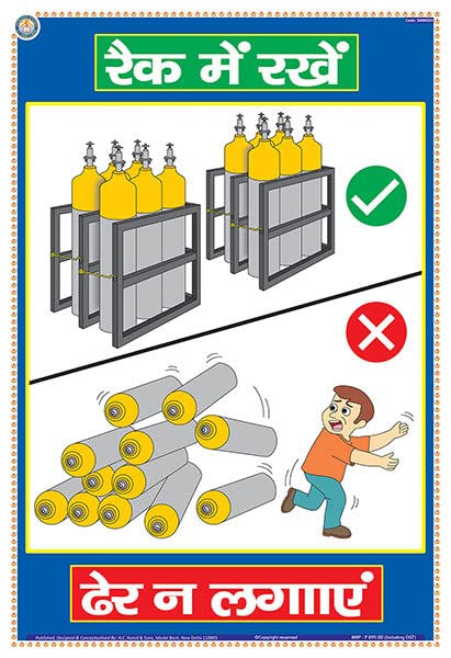 Smh02H | Teachingnest | Rack It DonT Stack It | Hindi | 33X48 Cm | Material Handling Safety Poster | Industrial Safety Posters
