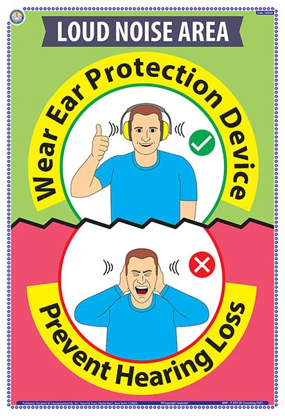 Sgs04E | Teachingnest | Wear Ear Proctection | English | 33X48 Cm | General Safety Poster | Industrial Safety Posters | Wall Sti