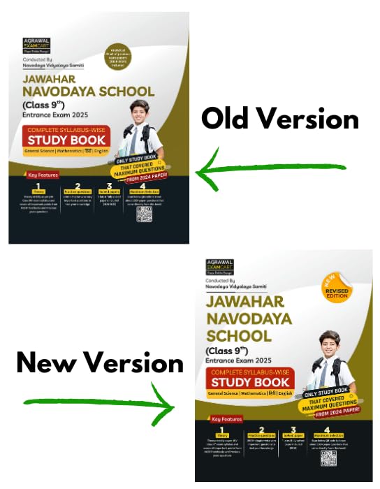 Examcart Jawahar Navodaya Vidyalaya (JNV) Class 9 Complete Guidebook For Entrance Exam 2025 in English