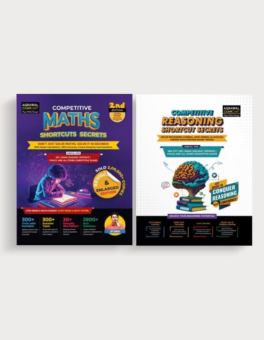 Examcart All Competitive Exams Books Combo 2026 | Short Maths By D.P. Singh + Reasoning | NRA CET, SSC, Bank, Railway, Defence, 