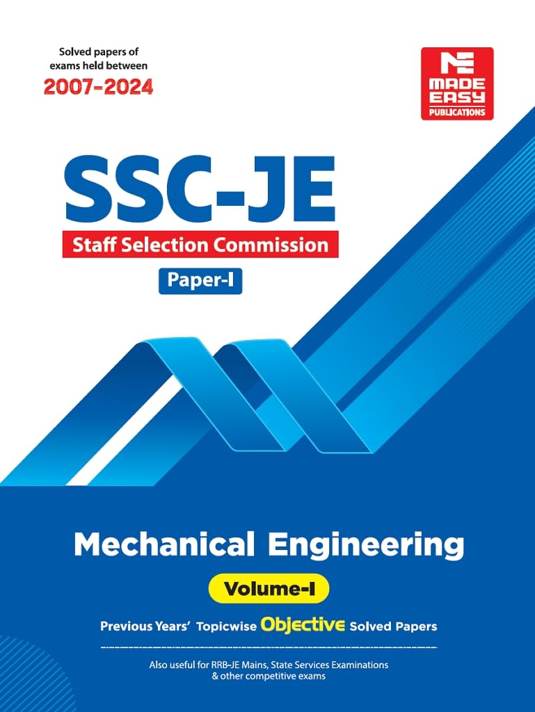 SscJe: Mechanical Engineering 2025 Previous Year Objective Solved Paper1 Volume1
