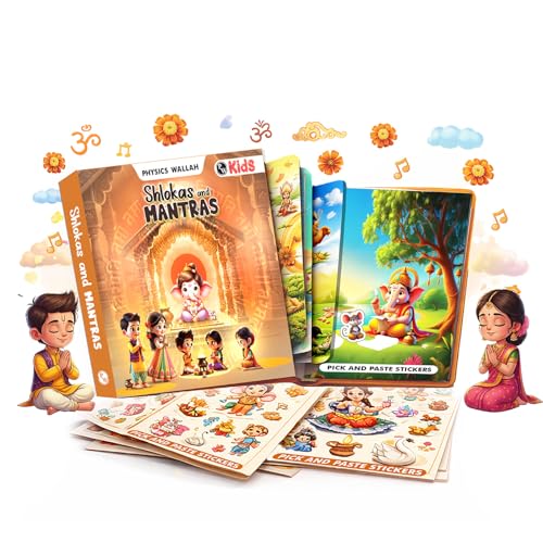 Shlokas & Mantra Board Book for Kids, Fun Learning & Educational Book for 38 Years, Board Book with Sticker Activity Booklet Se