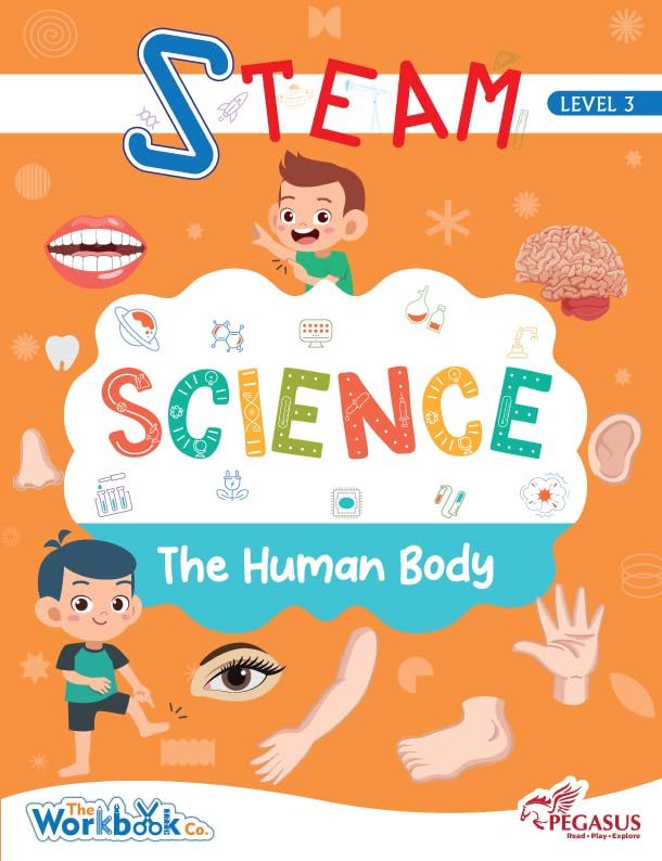 Team Pegasus STEAM Science Learning Book for Kids  Level 3, Ages 56, Human Body Activities, Early Science Skills for Preschool