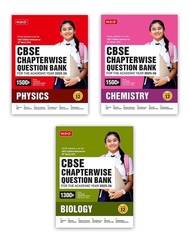 MTG CBSE Chapterwise Question Bank Class 12 Physics, Chemistry & Biology For 2026 Board Exam | As Per Latest CBSE Syllabus Relea