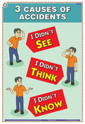 Sas10E | Teachingnest | 3 Causes Of Accidents | English | 33X48 Cm | Accidental Safety Poster | Industrial Safety Posters | Wall