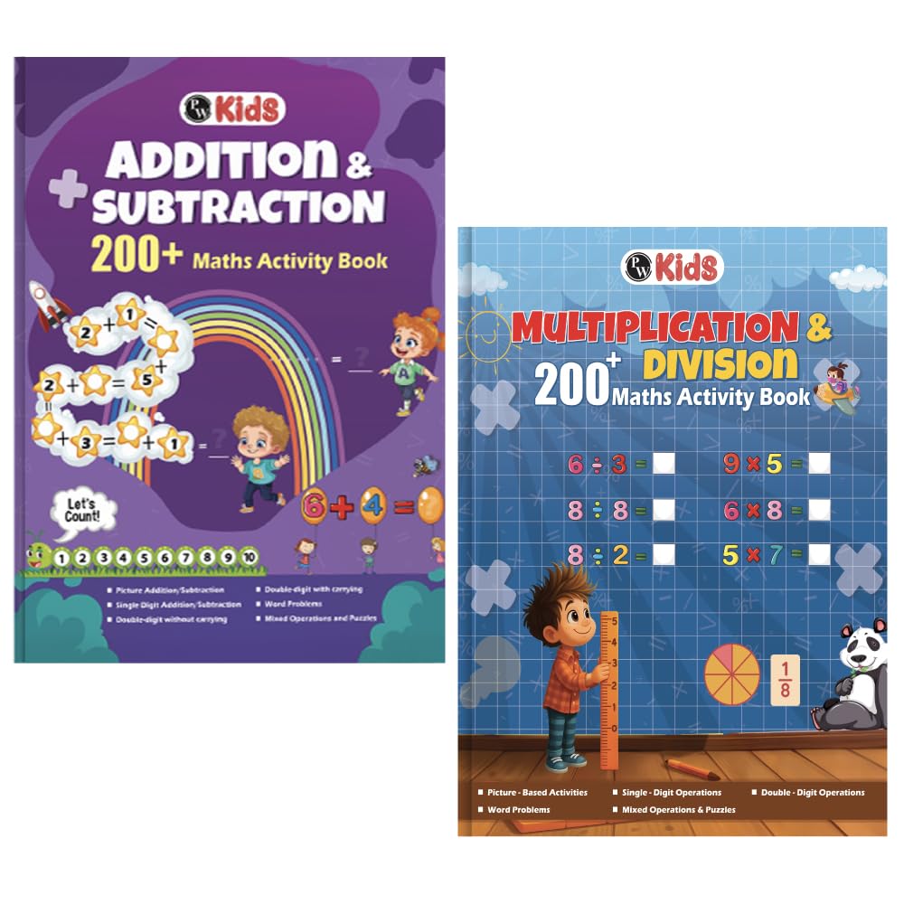 400+ Addition & Subtraction And Multiplication & Division Maths Activity Book For 5+ Years Old | 600+ Worksheets, Activities And