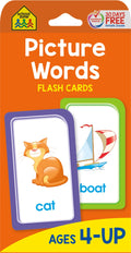 School Zone Picture Words Flash Cards: 56 Cards, Preschool, Kindergarten, Phonics, Early Reading Words, Sight Words, WordPictur