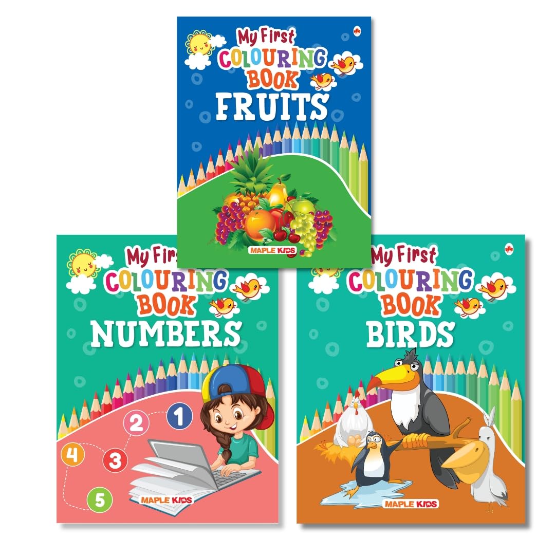 Colouring Books  2 (Set Of 3 Books)  Fruits, Numbers, Birds