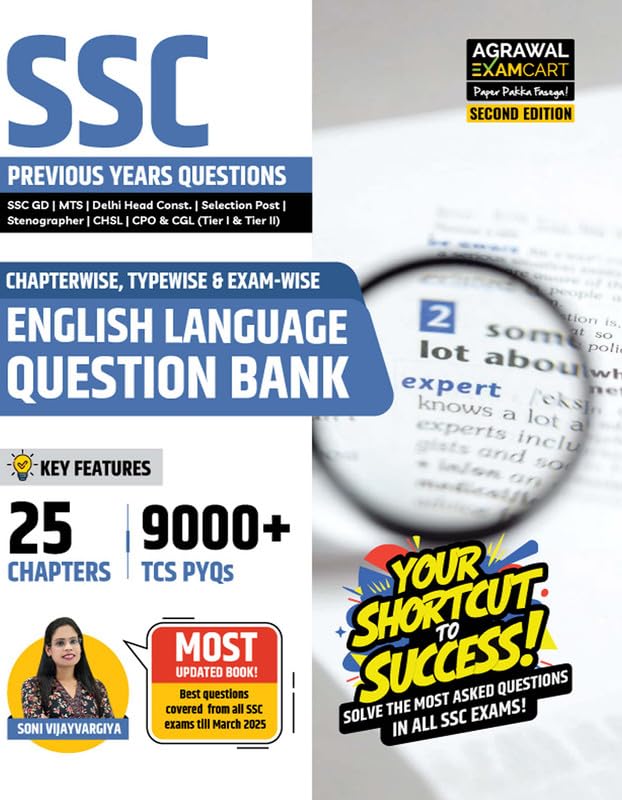 Examcart SSC English Question bank 2026 | Chapter, Type & Examwise Solved Papers with 25 Chapters & 9000+ previous year questio