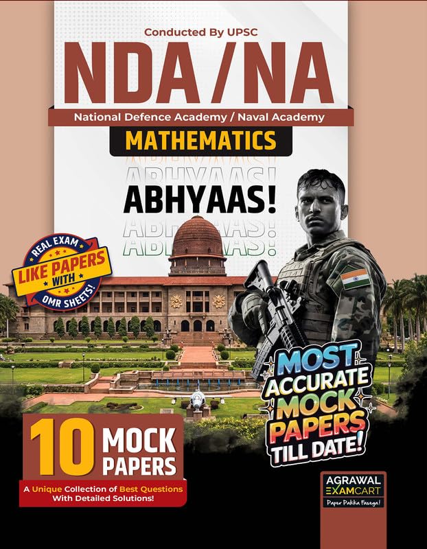 Examcart UPSC NDA/NA Entrance Exam Mathematics Practice Book 2026 | 10 Abhyaas Maths Mock Test Papers with OMR Sheet & Detailed 