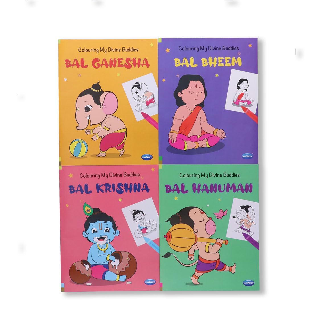 Navneet Colouring My Divine Buddies Series Bal Ganesha, Bal Krishna, Bal Hanuman And Bal Bheem Series.