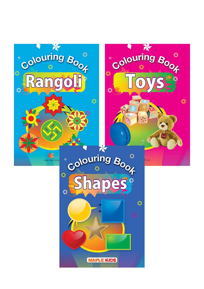 Colouring Books  5 (Set Of 3 Books)  Rangoli, Toys, Shapes