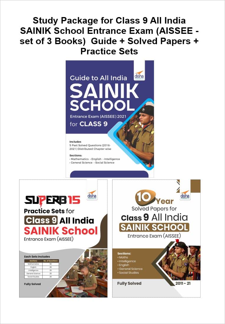 Study Package For Class 9 All India Sainik School Entrance Exam (Aissee  Set Of 3 Books) Guide + Solved Papers + Practice Sets