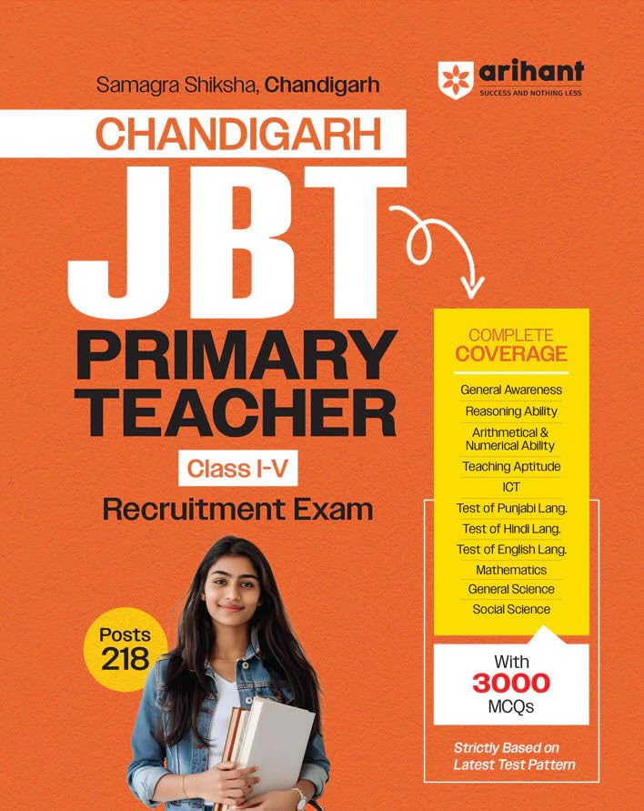 Arihant Chandigarh JBT Primary Teacher Recruitment Exam 202526 | Class IV Teaching Exam Guide | 3000+ MCQs with Complete Cover