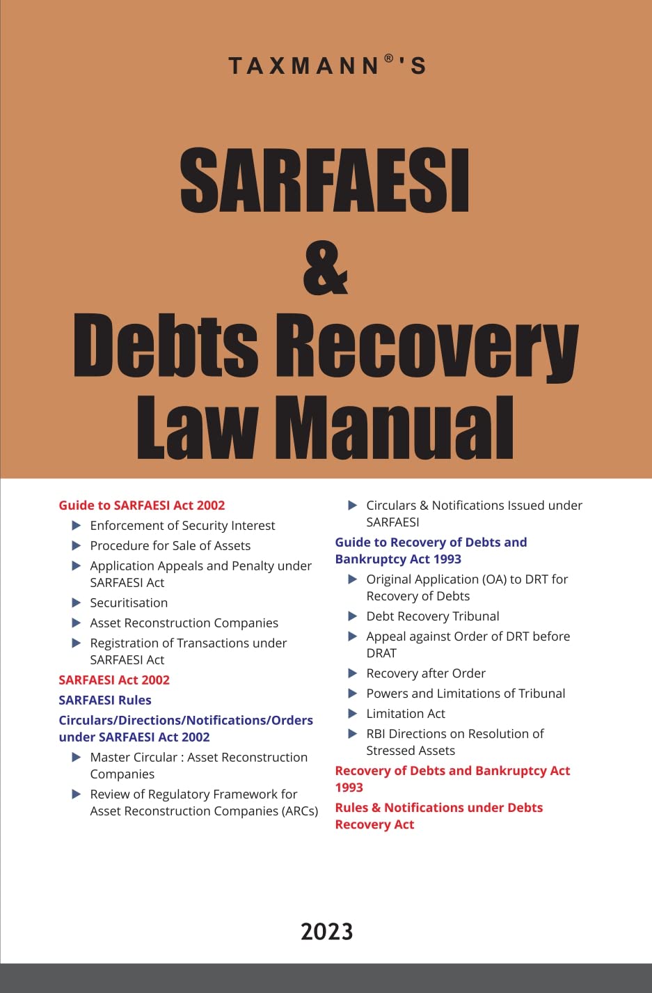 Taxmanns SARFAESI & Debts Recovery Law Manual  Combination of statutes (i.e. Acts, Rules, Circulars & Notifications, etc.) & 