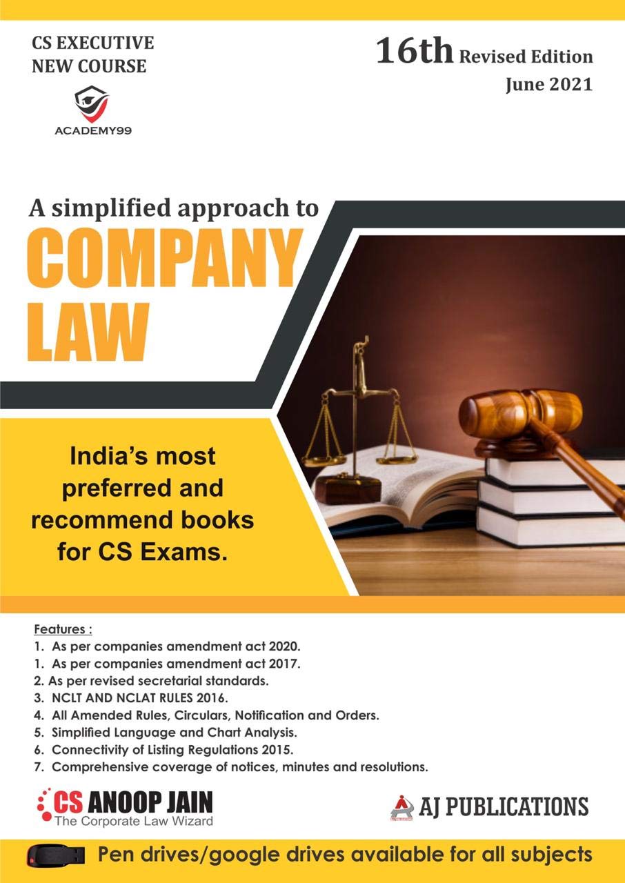 A Simplified Approach To Company Law For Cs Exams  16/Edition, 2021