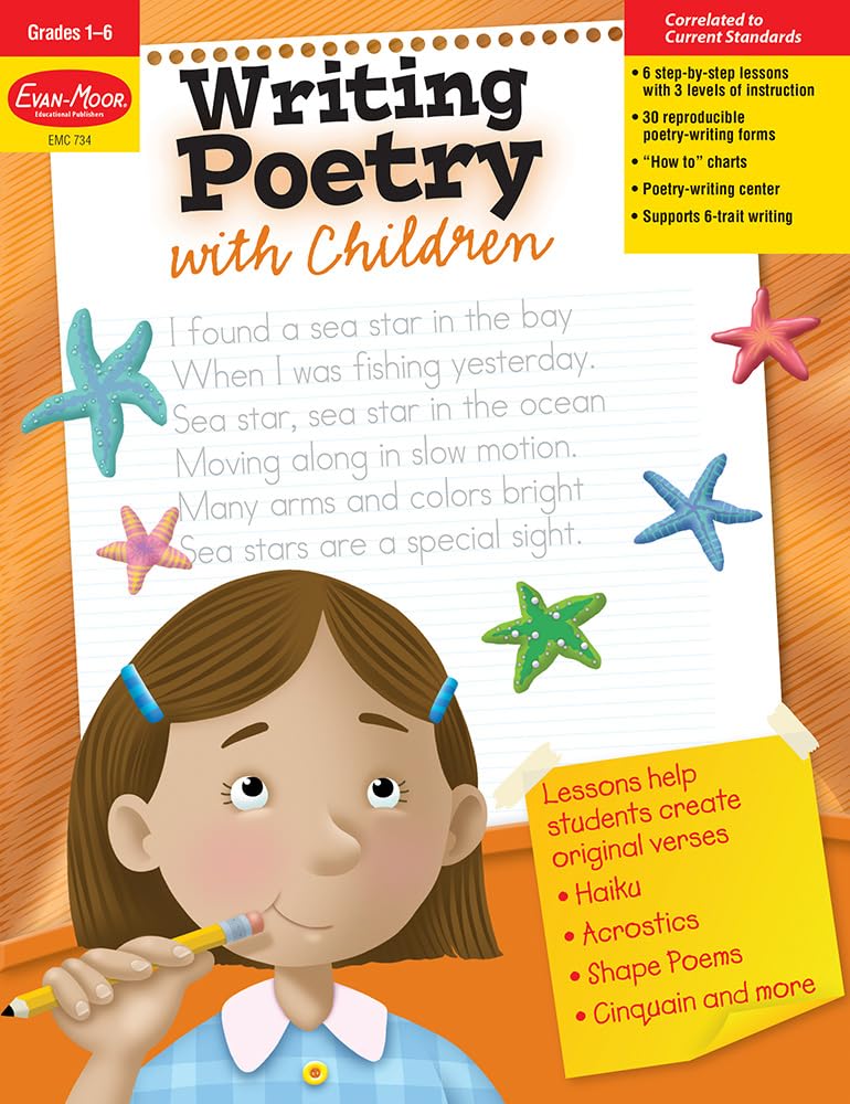 EvanMoor Writing Poetry with Children, Grade 16 Activity Book  Supplemental Teaching Resource Workbook Inspires Poets (Writin