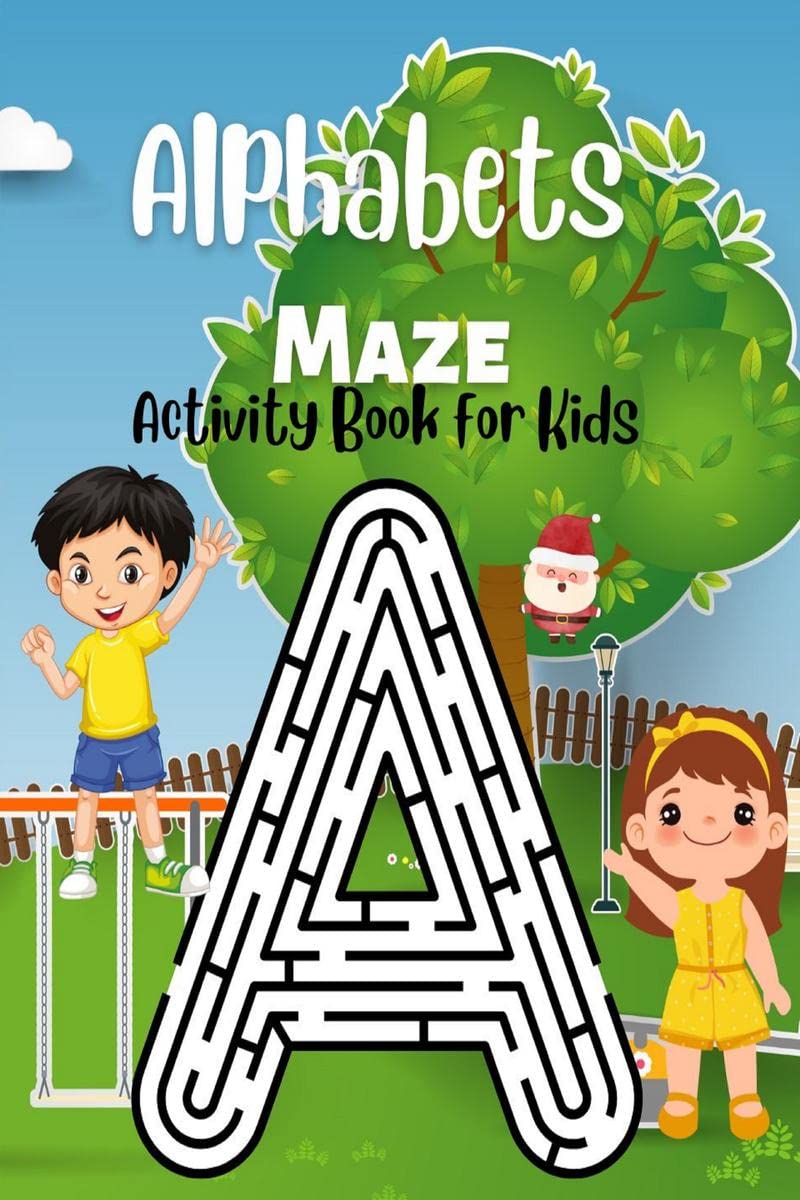 Alphabets Maze Activity Book for Kids : Christmas Theme, Learning with Fun, Maze Game, Pages 50