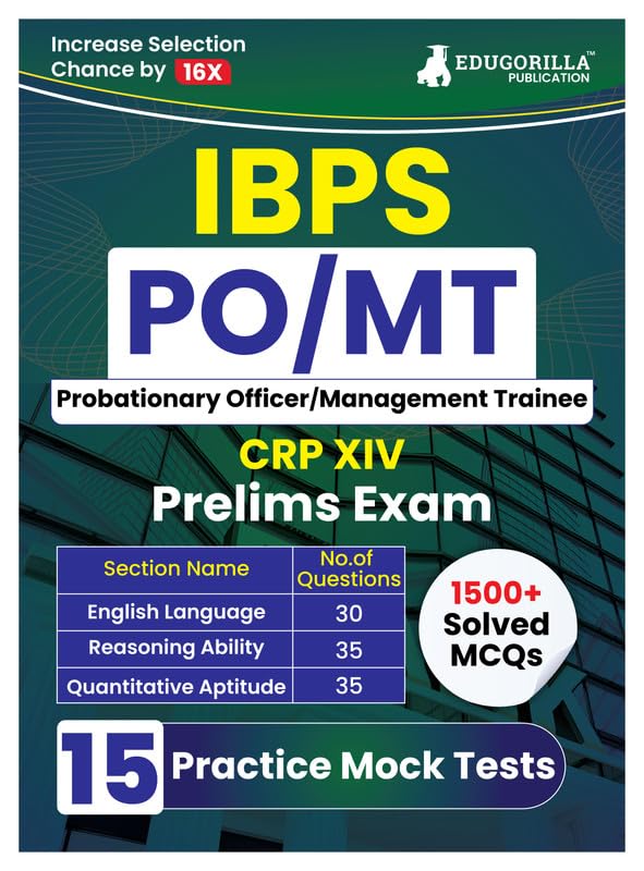 Ibps Bank Po / Mt Prelims Exam 2024 Common Recruitment Process  Crp Xiv | 15 FullLength Mock Tests ( Solved 1500+ Questions) W
