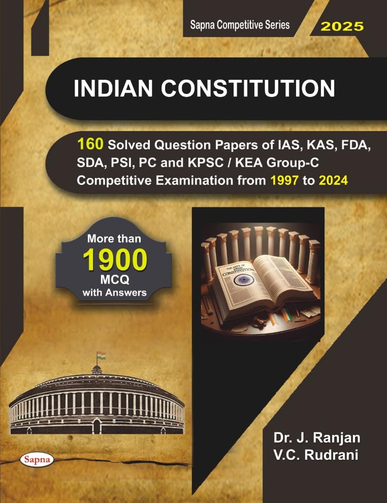 Indian Constitution 160 Solved Question Papers of Kas Fda Sda Psi Pc & Group C Competitive 1997 to 2024
