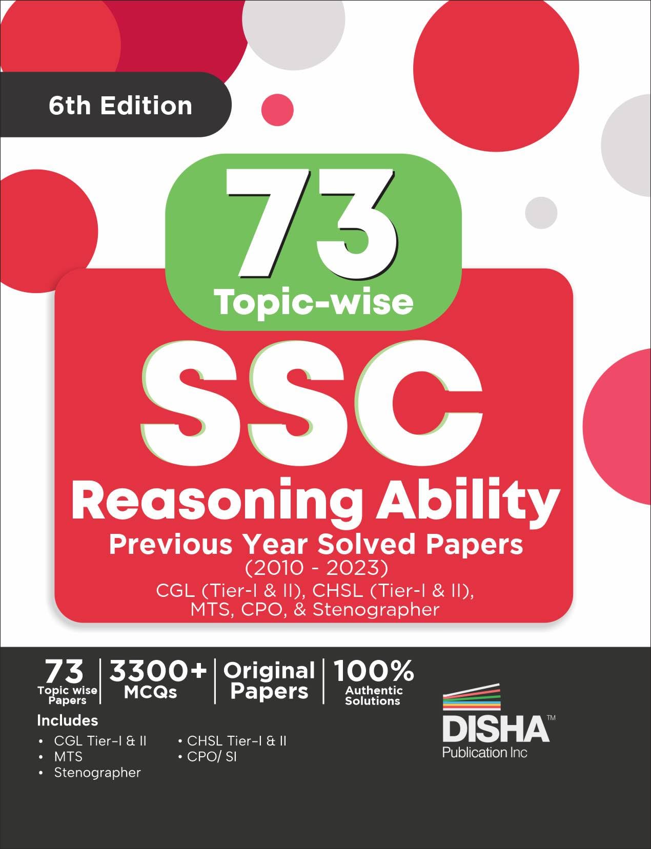 73 TopicWise Ssc Reasoning Ability Previous Year Solved Papers (2010  2023)  Cgl (Tier I & Ii), Chsl (Tier I & Ii), Mts, Cpo 