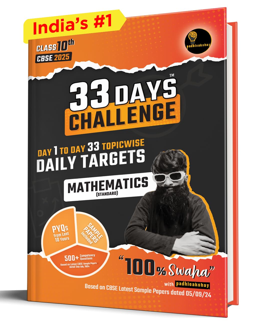 33 Days Challenge CBSE Class 10 Mathematics Standard for 2025 Board Exams (Includes Sample Papers) by Padhle Akshay