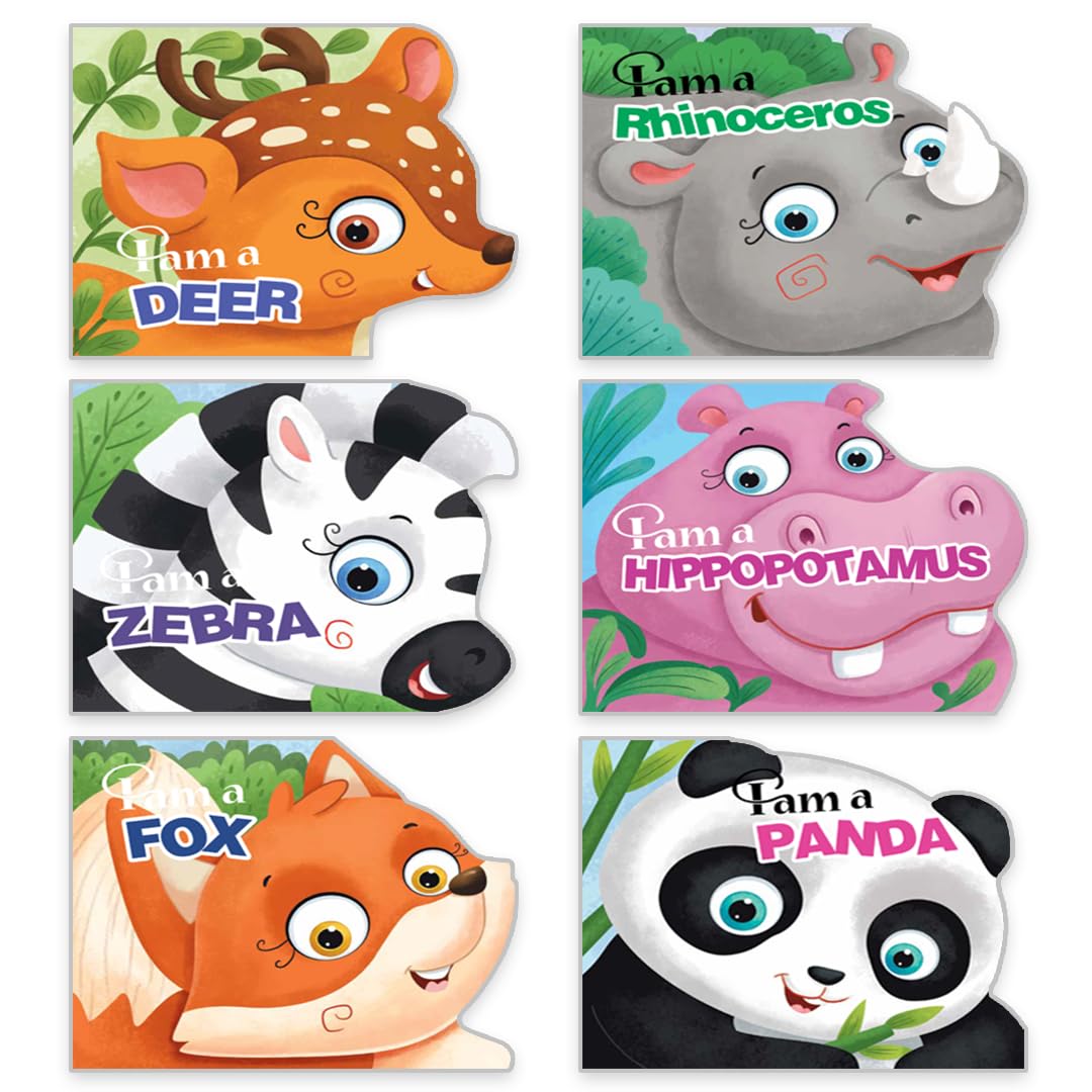 Wild Animals Shaped Board Books I Board Books for Children Age 2+ I Set of 6 Books (12 Pages in each book) I Picture Book for Ki