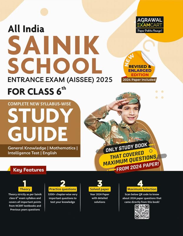Examcart Sainik School Class 6 Study Guide Book For 2025 Entrance Exam In English