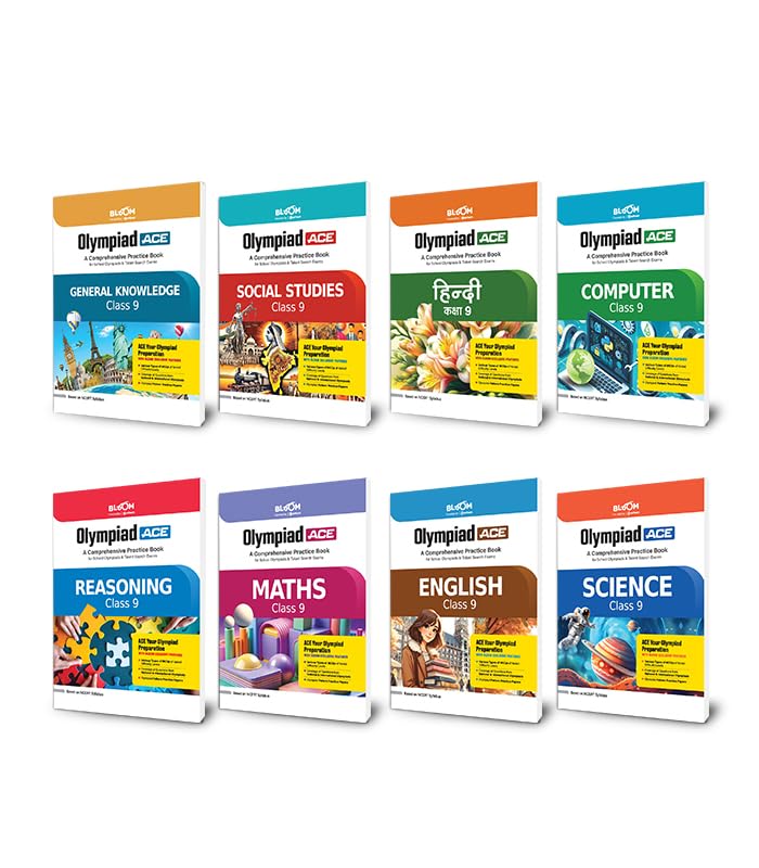 Arihant Bloom Olympiad ACE Science, Mathematics, Reasoning, English, General Knowledge, Hindi, Computer Class 9 (Set of 8) | Com