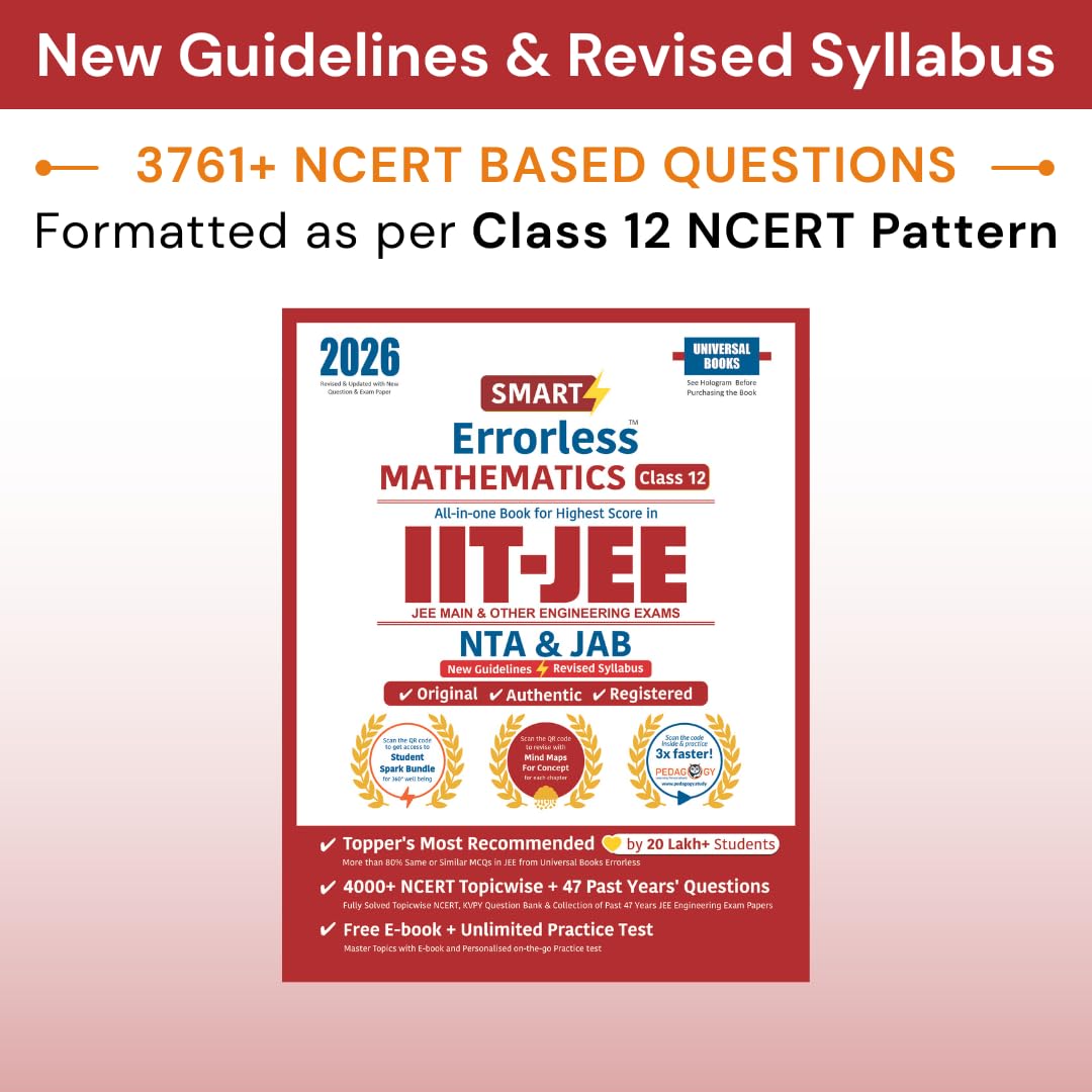 Universal Books Smart Errorless Mathematics Class 12 for JEE Main & Advanced 2026 | NCERT Based | 3600+ Topicwise MCQs, PYQs Fro