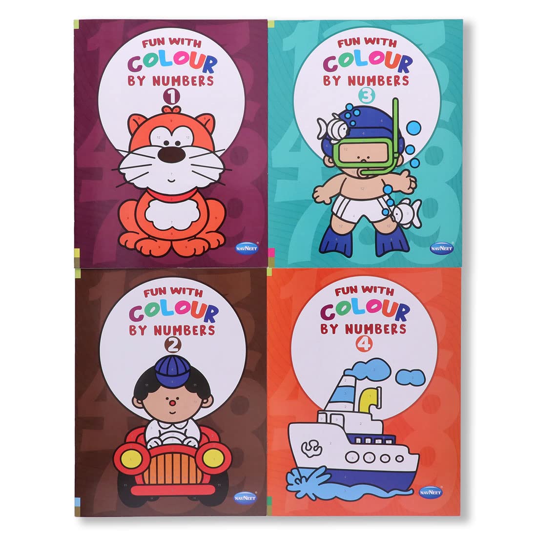 Navneet Colour By Numbers Book I To 4 Fun Colouring With Numbers Series