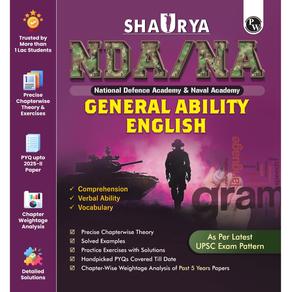PW Shaurya NDA/NA General Ability English Book | Latest 2025 Solved Paper | Comprehension, Verbal Ability, Vocabulary | Chapterw