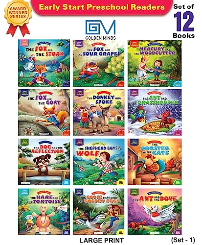 GOLDEN MINDS Early Start Preschool Readers Set 1 (12 Books) for Kids  OneLine Stories for Nursery, PrePrimary & Kindergarten 