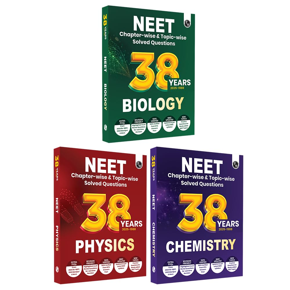 PW 38 Years NEET Previous Year Solved Question Papers Physics, Chemistry and Biology PYQ Combo Set of 3 Books (2025  1988) Chap