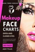 Makeup Face Charts Open and Closed Eyes : Blank Face Charts for Makeup Artists from Beginner to Pro, Makeup Practice Book and Co