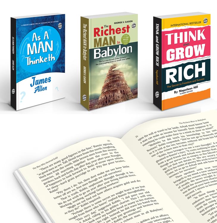 Classic English Novels  Think & Grow Rich, The Richest Man in Babylon and As A Man Thinketh : (Pack of 3) Books for Financial F