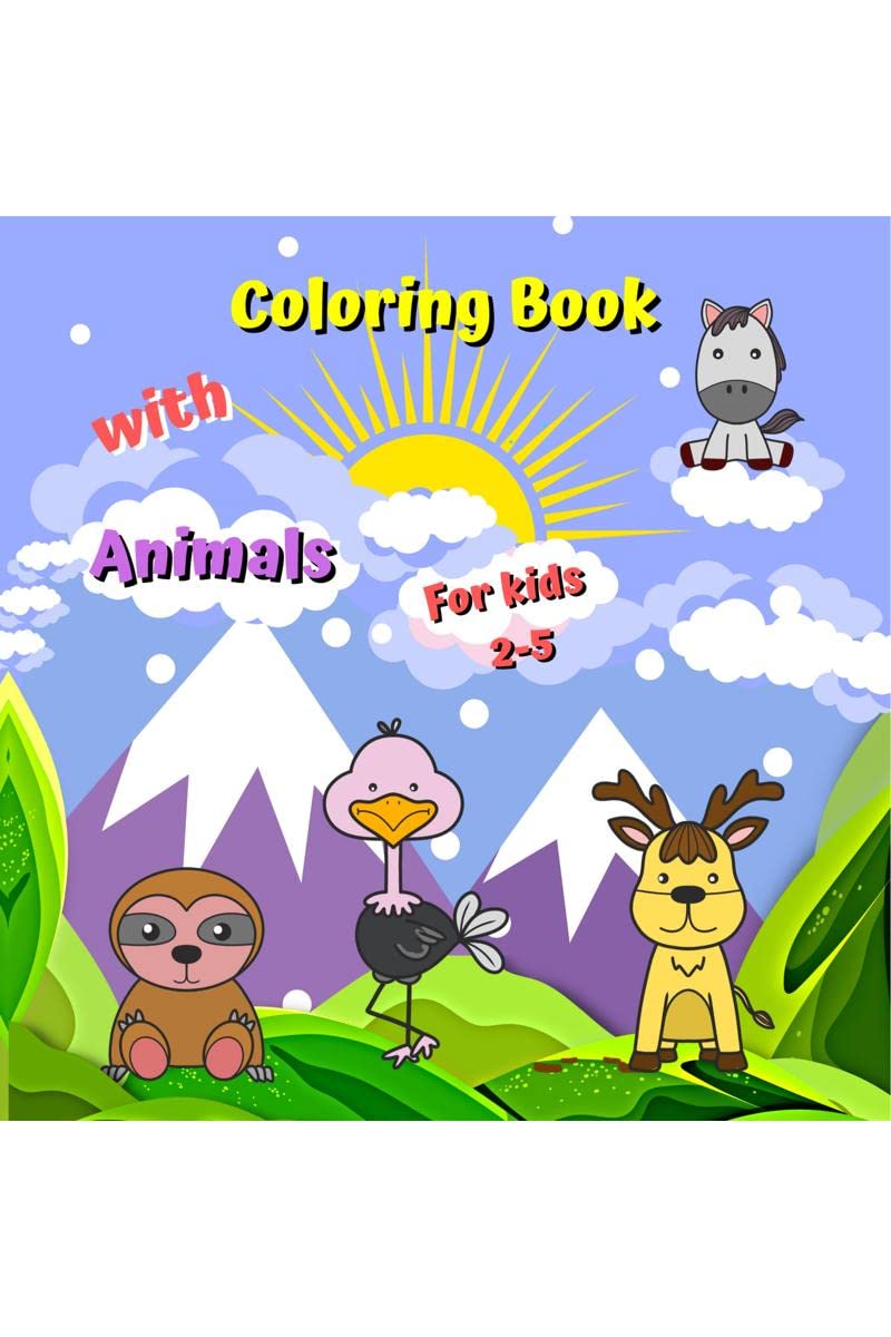 Coloring Book With Animals For kids 25 : Cute animals, easy, big, simple coloring images with thick lines