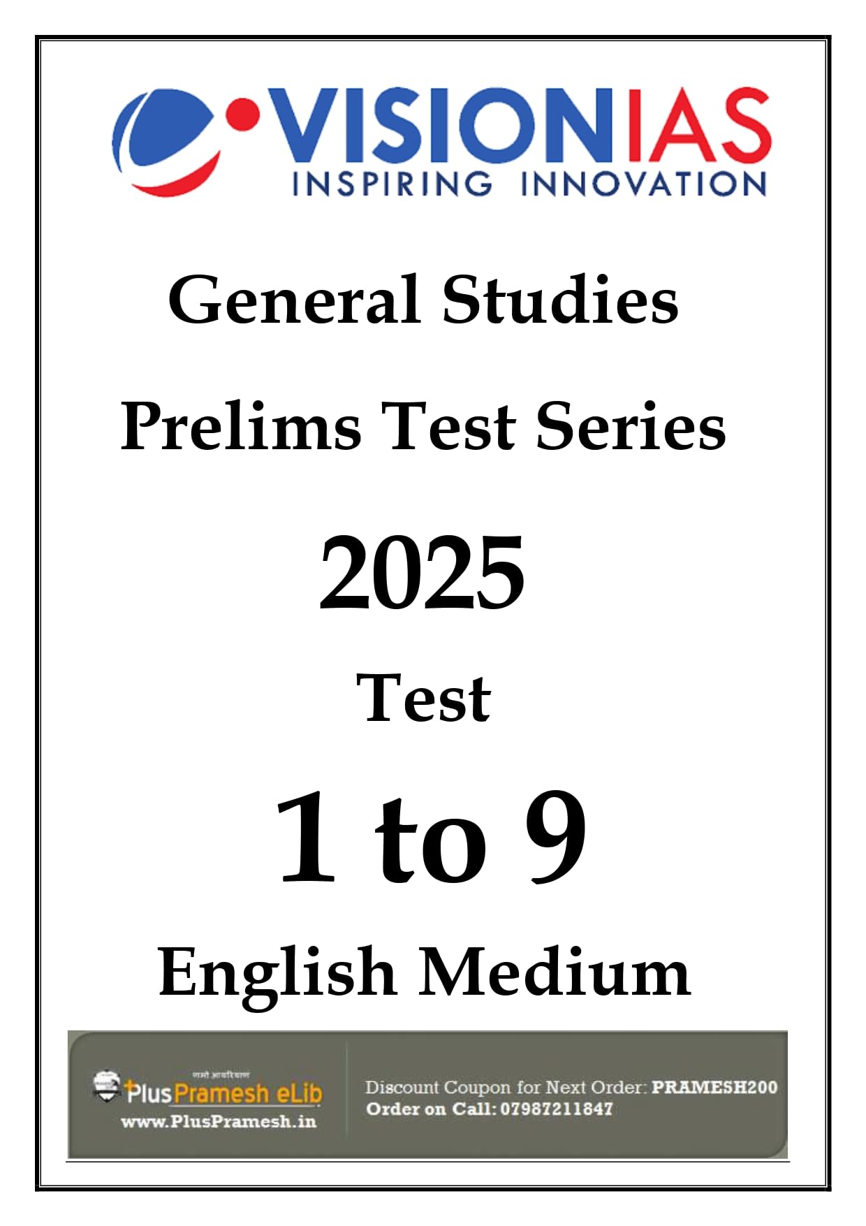 Vision IAS UPSC prelims test series 2025 | Test 1 To 9 With Solutions | English Medium | Photocopy B&W