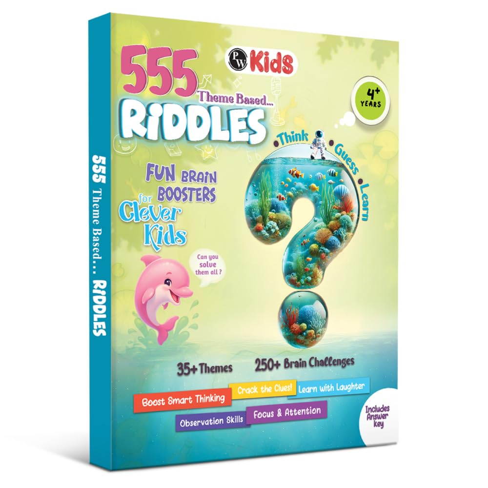 555 Riddles Book for Kids, 35+ Theme Based Brain Teasing Riddles, Fun Learning & Activity Book for 5+ Years Old, Birthday Gift f