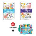 2 in 1 Copy to Colour  Alphabet & Numbers and Shapes & Objects with 10 Wax Crayons : Unique creative combo, Fun 2 in 1 colouri