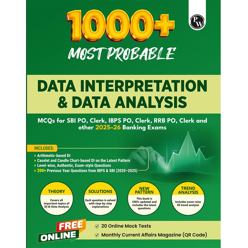 PW Data Interpretation (DI) & Data Analysis (DA) For Banking 202526 Exams | 1000+ Most Probable Questions with Concepts and Sol
