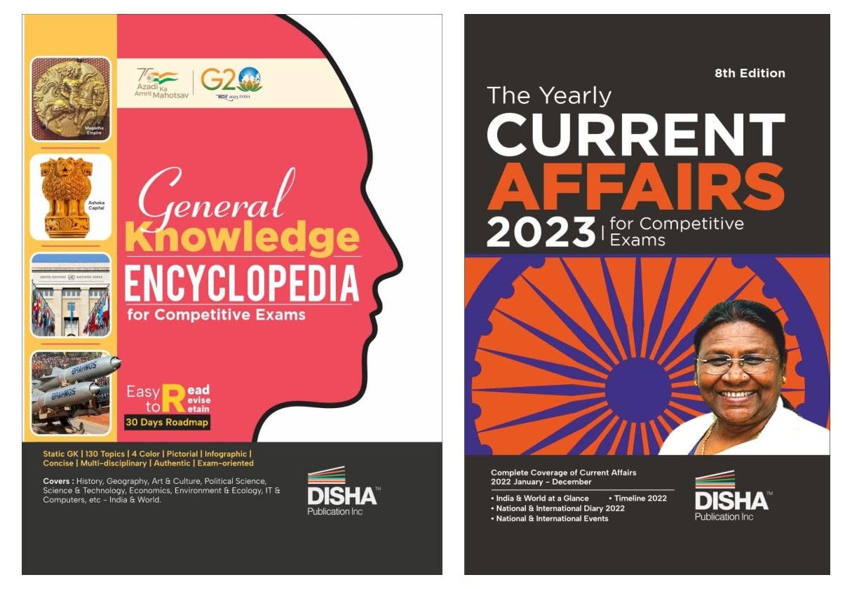4 Color Combo (Set Of 2 Books)  General Knowledge Encyclopaedia With Yearly Current Affairs 2023 For Competitive Exams|Upsc, St