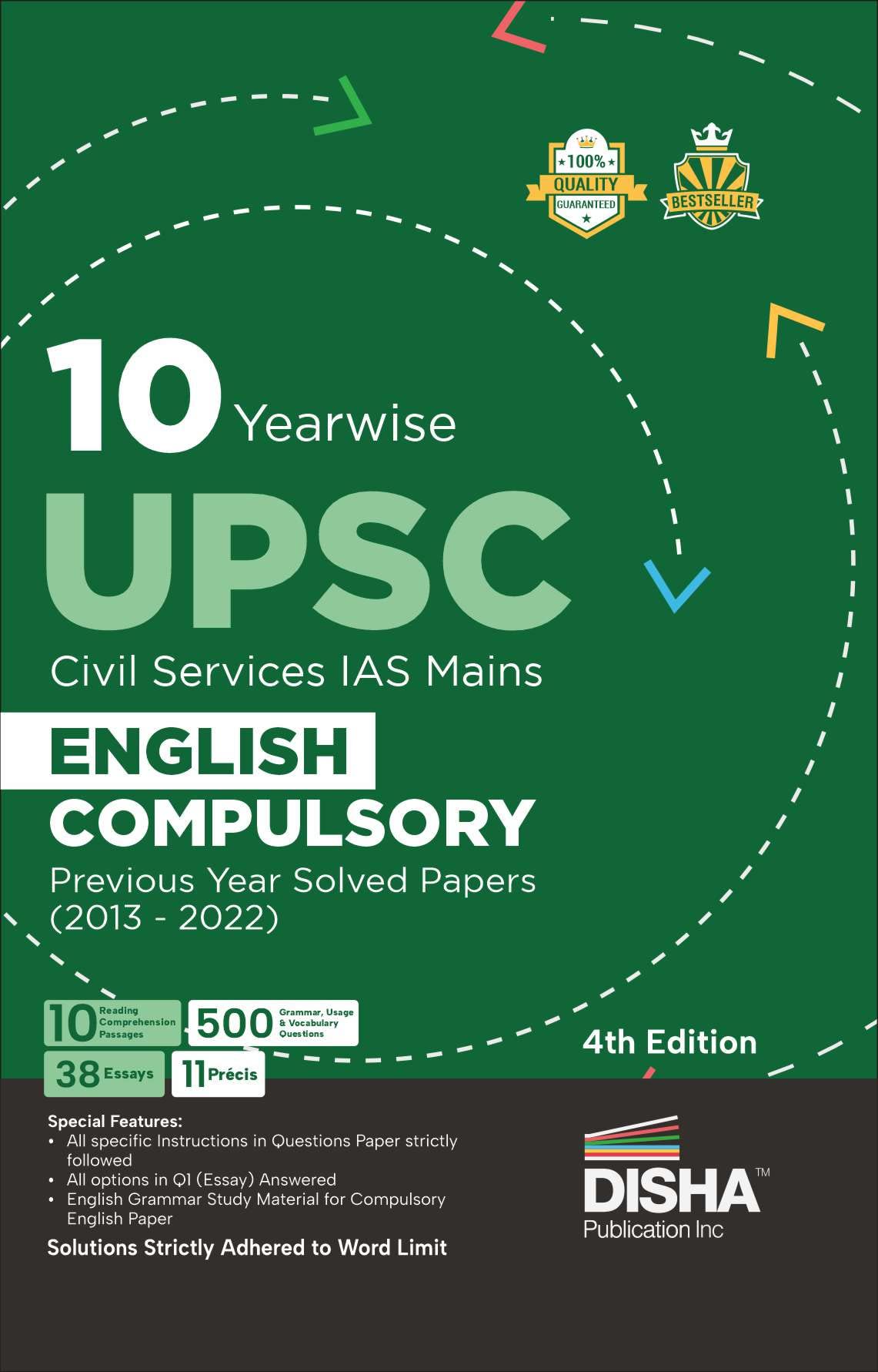 10 Year Wise Upsc Civil Services Ias Mains English (Compulsory) Previous Year Solved Papers (2013  2022) 4Th Edition | Pyqs Que