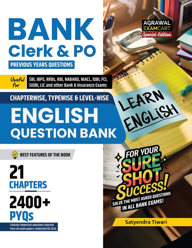 (Old Edition) Examcart Bank Clerk & PO English Language Question Bank By Satyendra Tiwari Sir For Bank Exams (SBI | IBPS | RRBs 