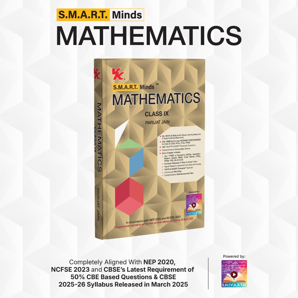 S.M.A.R.T. Minds Mathematics Class 9th CBSE Textbook and Addendum (with Audio Visual Learning Resources) by Parijat Jain (IIT De